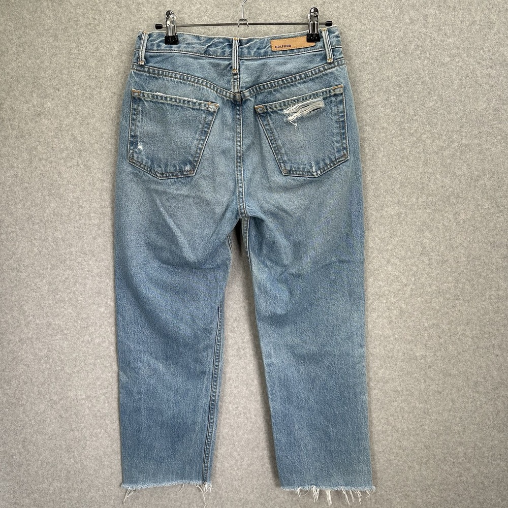 GRLFRND PETITE Helena High-Rise Straight Crop in Psychedelic Shack Button Fly 27 - Picture 3 of 16